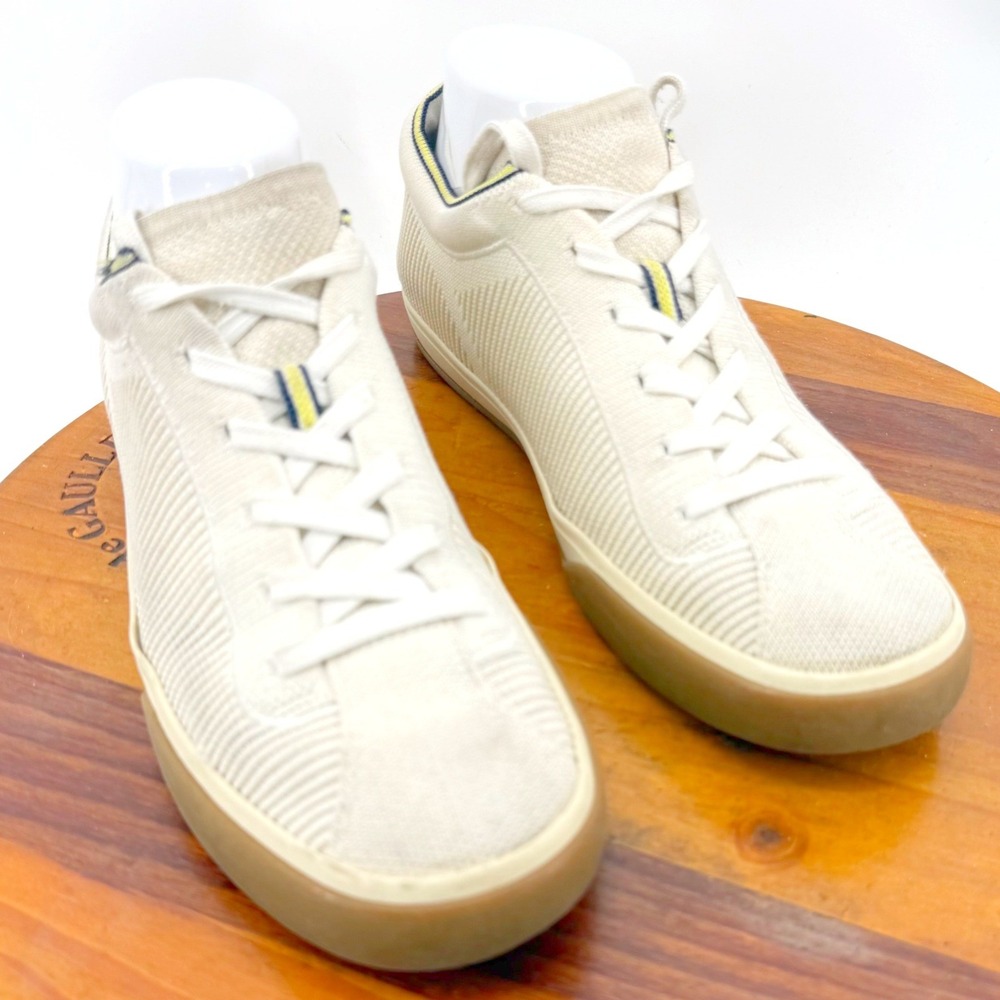 Rothy's Sneaker Womens 9 Bone Off White Lace Up Sustainable Knit Gum Sole Preppy